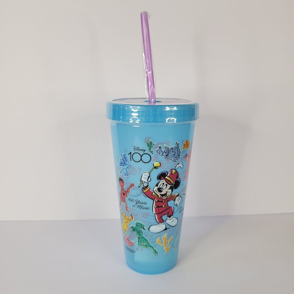 Disney Box Lunch 100 Years Music Sketch Plastic Cup Tumbler Color Changing 24oz